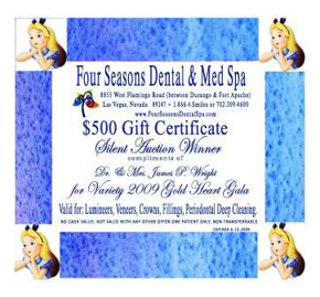 Variety 2009 Gold Heart Gala Sponsor - Dr Jim Wright Cosmetic Dentist Las Vegas