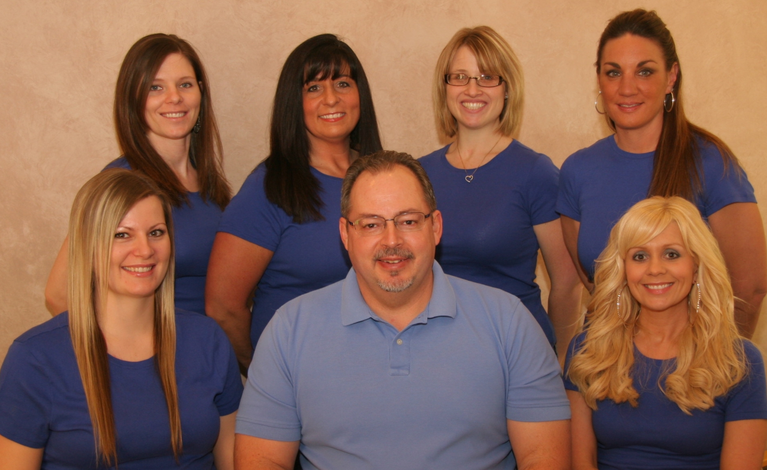 Back row:  Becky, Sundi, Tiffany, Jolie  Front row:  Krystal, Dr. John Divis, Jamie
