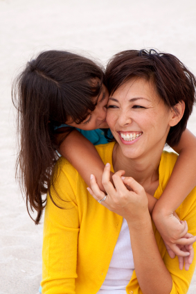 Asian mother and child