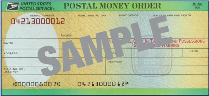 We Accept Postal Money Orders