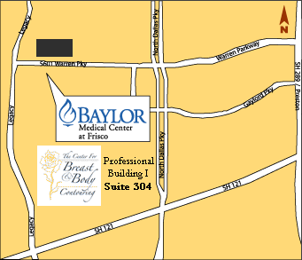 Map to The Center for Breast & Body Contouring in Frisco, TX
